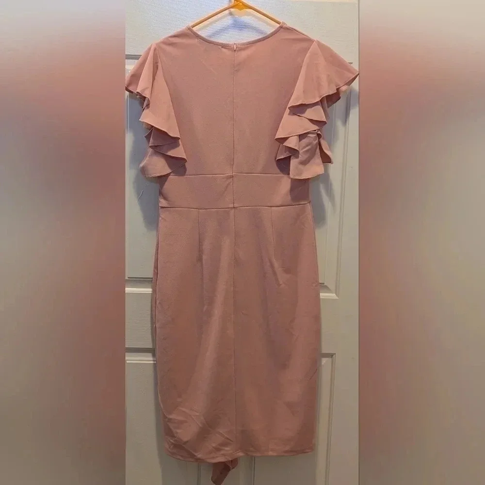 NWT Knitee pink deep V neck size large women's dress - Picture 2 of 6
